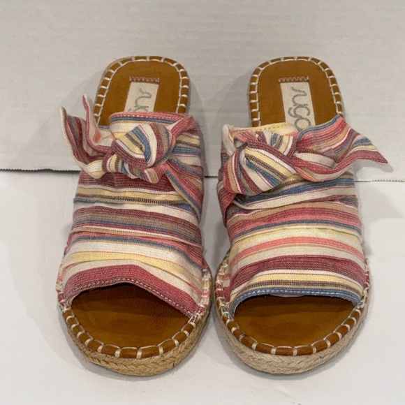 Sugar Hundreds Knotted Band Wedge Sandal Multi Dune Stripe  Size 10 - Picture 5 of 12